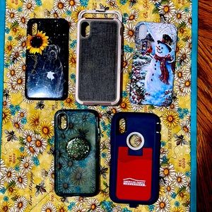 COPY - Five Cases and one glass screen protector for an IPhone X.